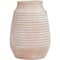11" Pink Ceramic Whitewashed Ribbed Vase